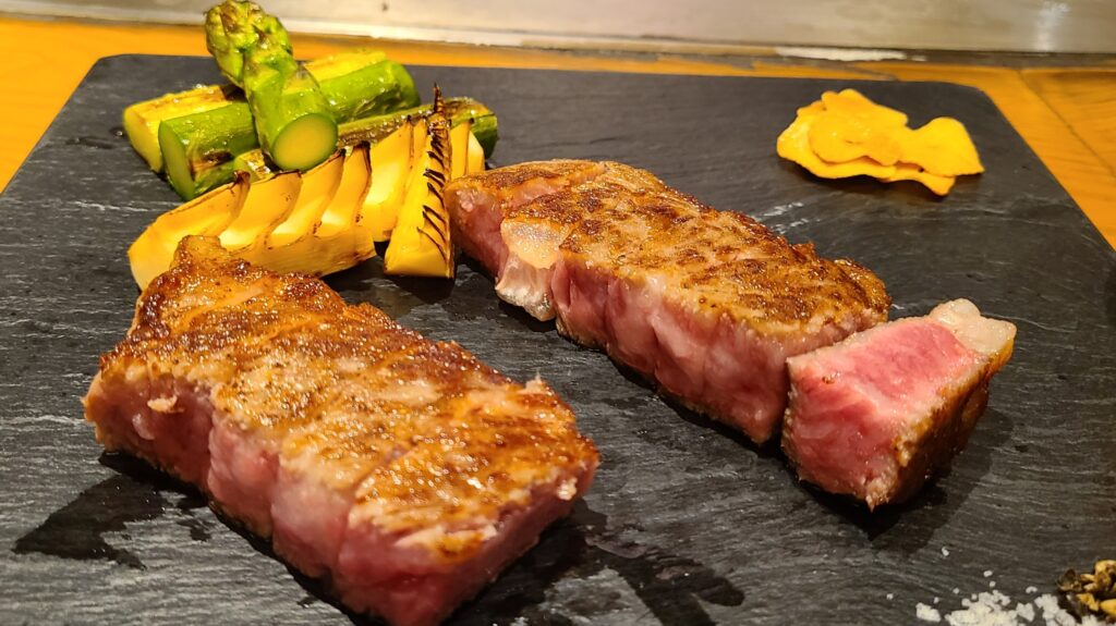 上高地帝国ホテル　あずさ庵　鉄板焼き　サーロイン